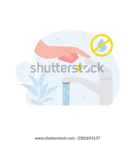 Water saving illustration concept. Save the water resources sustainable consumption, cost effective lifestyle