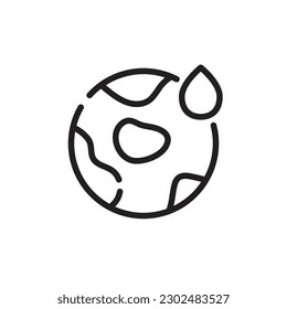 Water Saving Planet Icon. Vector Editable Outline Global Conservation and Sustainable Practices for Earth's Water Resources Symbol.