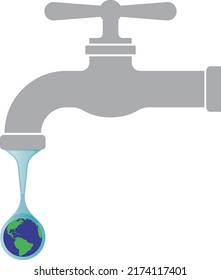 Water saving, World Day for Water,  World water day, Water Resources, vector Illustration,  EPS