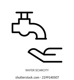 water scarcity icon. Line Art Style Design Isolated On White Background