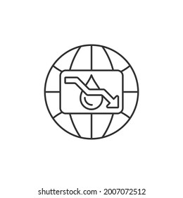 Water scarcity linear icon. Experiencing drought conditions globally. Environmental issue. Thin line customizable illustration. Contour symbol. Vector isolated outline drawing. Editable stroke