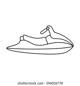 Water scooter for entertainment. Water transport for two people. Ship and water transport single icon in outline style vector symbol stock illustration.