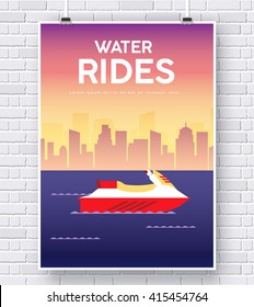 Water Scooter poster icon on brick wall concept