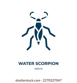 water scorpion vector icon. water scorpion, sagittarius, aries filled icons from flat insects concept. Isolated black glyph icon, vector illustration symbol element for web design and mobile apps