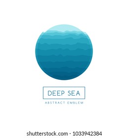 Water sea ebmlem. Round logo with blue layout waves.