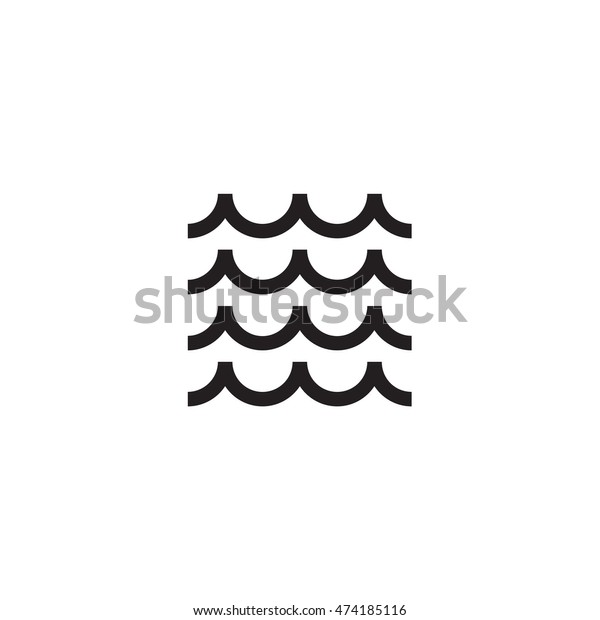 Wasser Sea Symbol Piktogramm Schwarz Weiss Symbol Welle Wellensymbol Stock Vektorgrafik Lizenzfrei