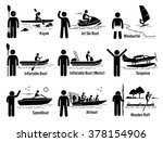 Water Sea Recreational Vehicles and People Set.