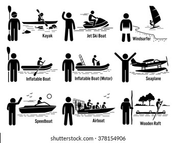 Water Sea Recreational Vehicles and People Set. svg