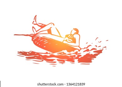 Water, sea, summer, attraction, banana concept. Hand drawn summer entertainment in the sea concept sketch. Isolated vector illustration.