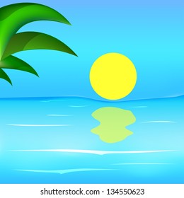 water sea sun tropical morning blue sky vector