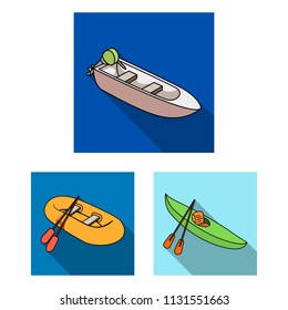 Water and sea transport flat icons in set collection for design. A variety of boats and ships vector symbol stock web illustration.