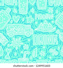 Water seamless pattern. Drink more water. Vector illustration