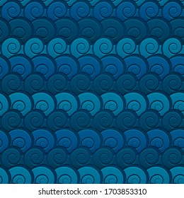 Water seashells vector seamless pattern.