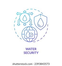 Das Symbol für das blaue Farbverlauf-Konzept der Wassersicherheit. Frischer Wasserschutz. Abstrakte Thin-line-Illustration zum Management von liquiden Quellen. Einzeln Umrisszeichnung