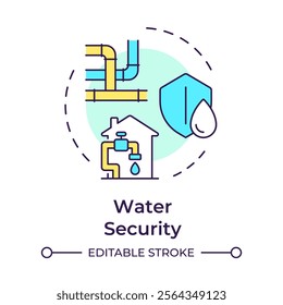 Water security multi color concept icon. Additional source for shortages. Benefit of liquid recycling. Round shape line illustration. Abstract idea. Graphic design. Easy to use in booklet