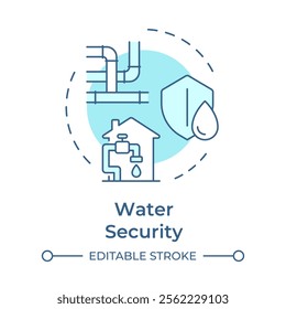 Water security soft blue concept icon. Additional source for shortages. Benefit of liquid recycling. Round shape line illustration. Abstract idea. Graphic design. Easy to use in booklet