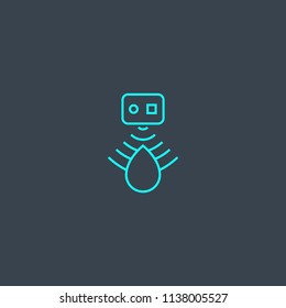 water sensor concept blue line icon. Simple thin element on dark background. water sensor concept outline symbol design from Smart home set. Can be used for web and mobile UI/UX