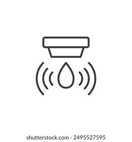 Icono de sensor de agua con contorno aislado sobre fondo blanco