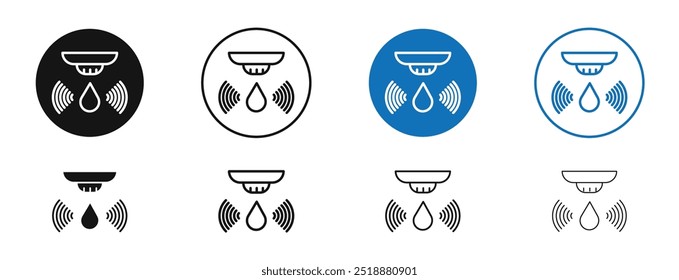 Ícone de vetor de sensor de água nas cores preto e azul