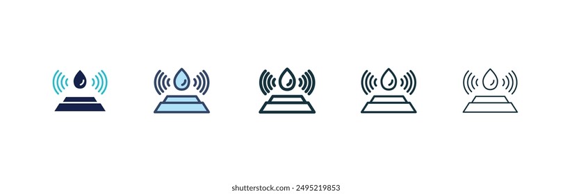 Water sensor vector icon set black filled and outlined style.