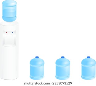 Ilustración del servidor de agua y de la botella de agua