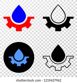 Water service EPS vector pictogram with contour, black and colored versions. Illustration style is flat iconic symbol on chess transparent background.
