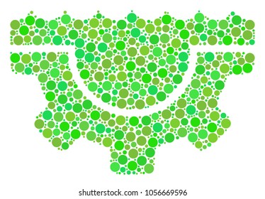 Water Service Gear collage of circle elements in variable sizes and ecological green shades. Vector round elements are combined into water service gear mosaic. Freshness vector illustration.
