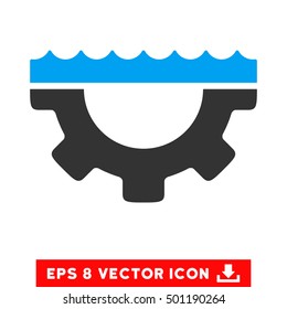 Water Service Gear EPS vector pictogram. Illustration style is flat iconic bicolor blue and gray symbol on white background.