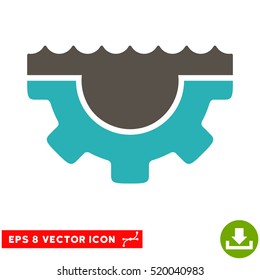 Water Service Gear EPS vector icon. Illustration style is flat iconic bicolor grey and cyan symbol on white background.