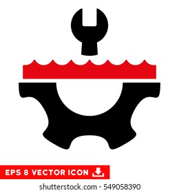 Water Service Gear EPS vector pictograph. Illustration style is flat iconic bicolor intensive red and black symbol on white background.