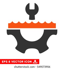 Water Service Gear EPS vector pictogram. Illustration style is flat iconic bicolor orange and gray symbol on white background.