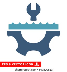 Water Service Gear EPS vector icon. Illustration style is flat iconic bicolor cyan and blue symbol on white background.