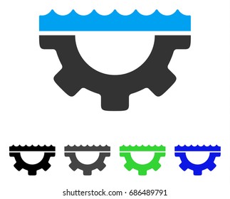 Water Service Gear flat vector pictogram. Colored water service gear gray, black, blue, green pictogram variants. Flat icon style for web design.