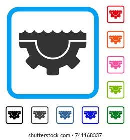 Water Service Gear icon. Flat gray pictogram symbol in a light blue rounded frame. Black, gray, green, blue, red, orange color additional versions of Water Service Gear vector.