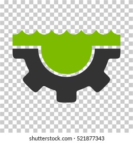 Water Service Gear icon. Vector pictograph style is a flat bicolor symbol, eco green and gray colors, chess transparent background. Designed for software and web interface toolbars and menus.