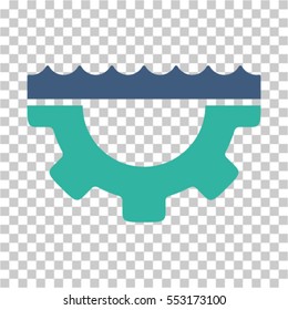 Water Service Gear icon. Vector pictogram style is a flat bicolor symbol, cobalt and cyan colors, chess transparent background. Designed for software and web interface toolbars and menus.