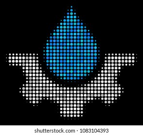 Water service halftone vector icon. Illustration style is dot iconic water service symbol on a black background. Halftone matrix is constructed of circle pixels.