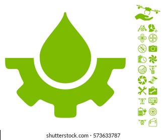 Water Service icon with bonus flying drone tools images. Vector illustration style is flat iconic symbols on white background.