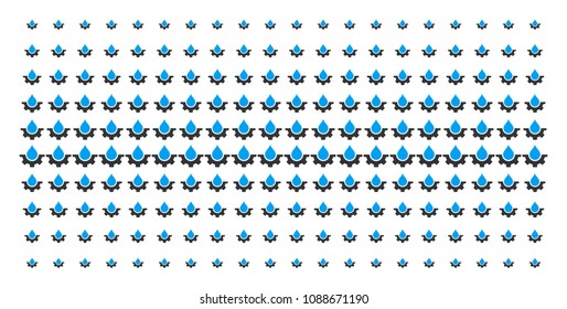 Water service icon halftone pattern, designed for backgrounds, covers, templates and abstract compositions. Vector water service pictograms arranged into halftone array.