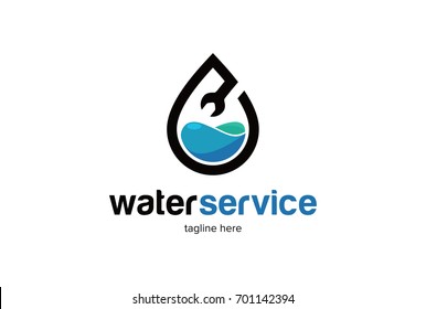 Water Service Logo Template Design Vector, Emblem, Design Concept, Creative Symbol, Icon
