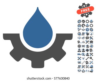 Water Service pictograph with bonus settings clip art. Vector illustration style is flat iconic cobalt and gray symbols on white background.