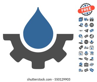 Water Service pictograph with free bonus icon set. Vector illustration style is flat iconic symbols, cobalt and gray colors, white background.