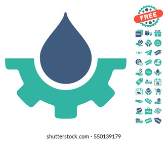 Water Service pictograph with free bonus clip art. Vector illustration style is flat iconic symbols, cobalt and cyan colors, white background.