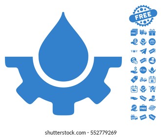 Water Service pictograph with free bonus design elements. Vector illustration style is flat iconic symbols, cobalt color, white background.