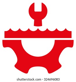 Water Service vector icon. Style is flat symbol, red color, rounded angles, white background.