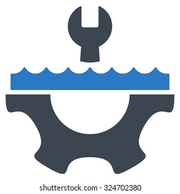 Water Service vector icon. Style is bicolor flat symbol, smooth blue colors, rounded angles, white background.