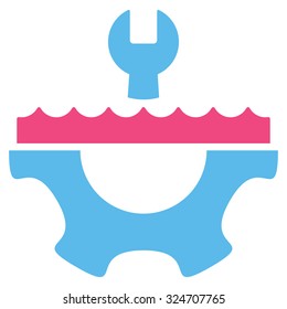 Water Service vector icon. Style is bicolor flat symbol, pink and blue colors, rounded angles, white background.