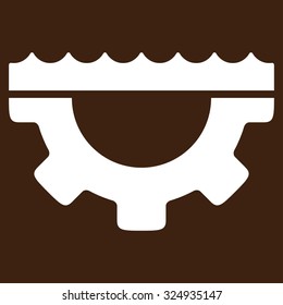 Water Service vector icon. Style is flat symbol, white color, rounded angles, brown background.