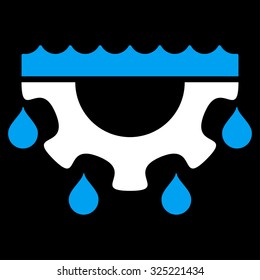 Water Service vector icon. Style is bicolor flat symbol, blue and white colors, rounded angles, black background.
