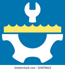 Water Service vector icon. Style is bicolor flat symbol, yellow and white colors, rounded angles, blue background.